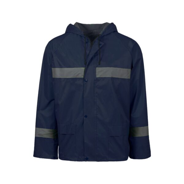 Rubberised Hi Viz Reflective Navy Rainsuit